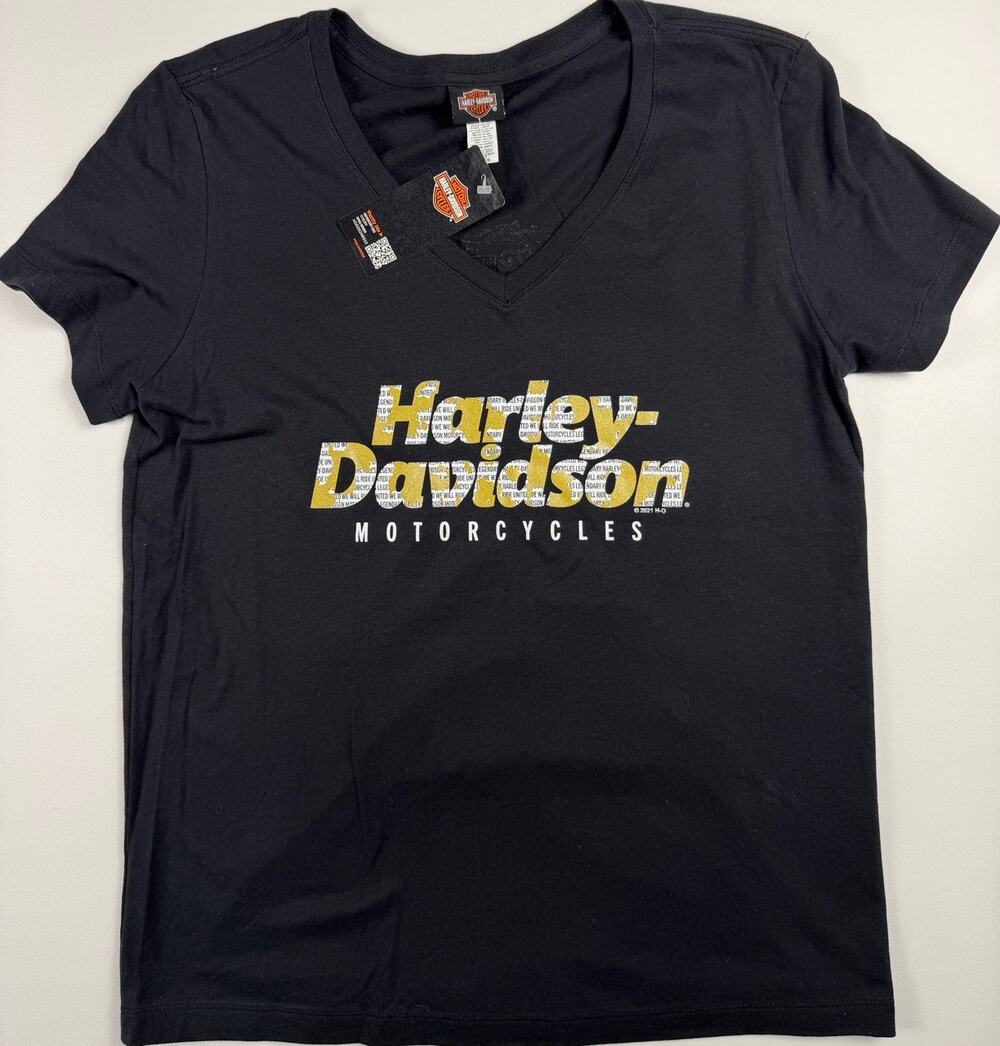 Harley-Davidson Women's Large V Neck T-Shirt Richmond VA Black NWT 2021